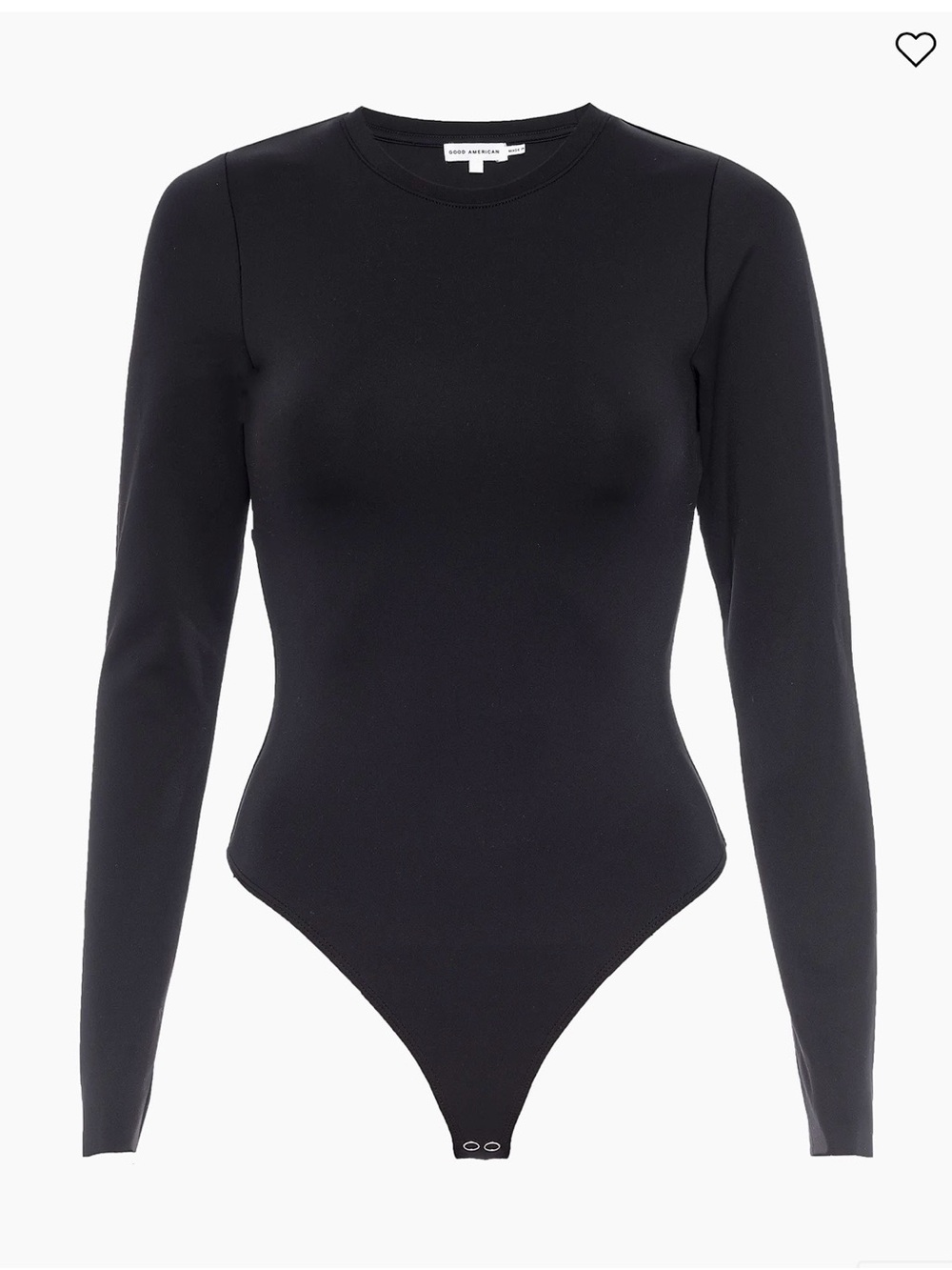 Good American Black Long-Sleeve Crewneck Bodysuit